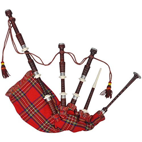 yorten Schottischer Dudelsack Highland Bagpipe Sackpfeife Steward Tartan Rot ideal für Einsteiger oder Solche die...
